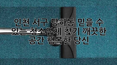 인천 서구 당하동 믿을 수 있는 청소업체 찾기: 깨끗한 공간, 행복한 당신